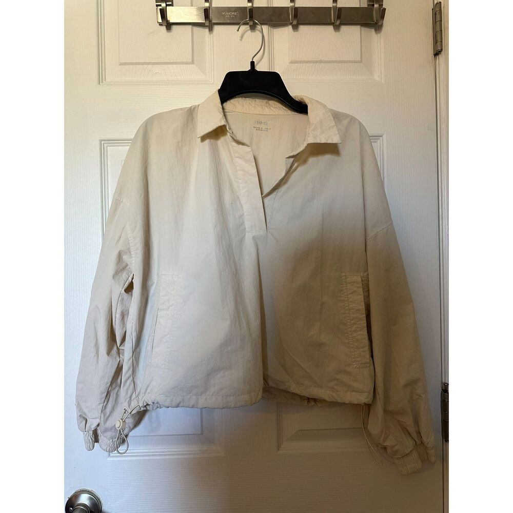MNG Women M Light Beige Long‑Sleeve Pullover Style with Drawstring Details